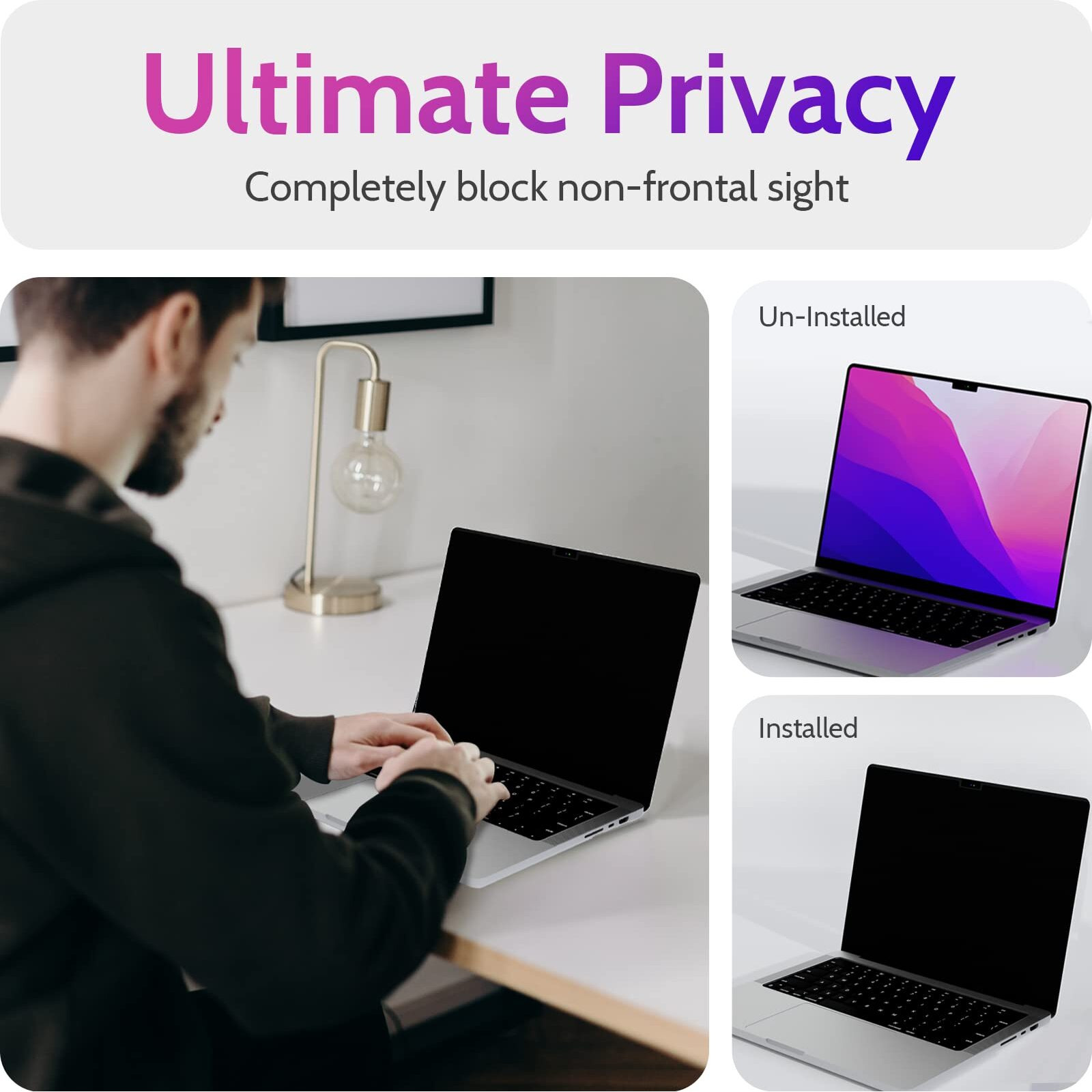 Peslv Privacy Screen Compatible With Macbook Pro 14 Inch (2021-2023  M1  M2  M3)-A2918 A2992 A2442 A2779  Magnetic Removable Matte Anti Blue Light Glare Filter 14Inch Privacy Screen Protector For Mac