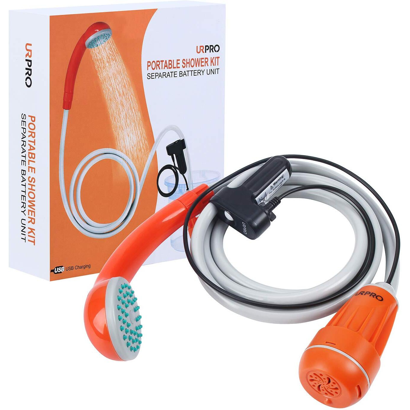 Urpro Portable Camping Shower  Outdoor Shower Head  Shower Pump  Detachable Usb Rechargeable Batteries  Pumps Water From Bucket  For Camping  Hiking  Pet Cleaning  Pet Shower  Car Washing