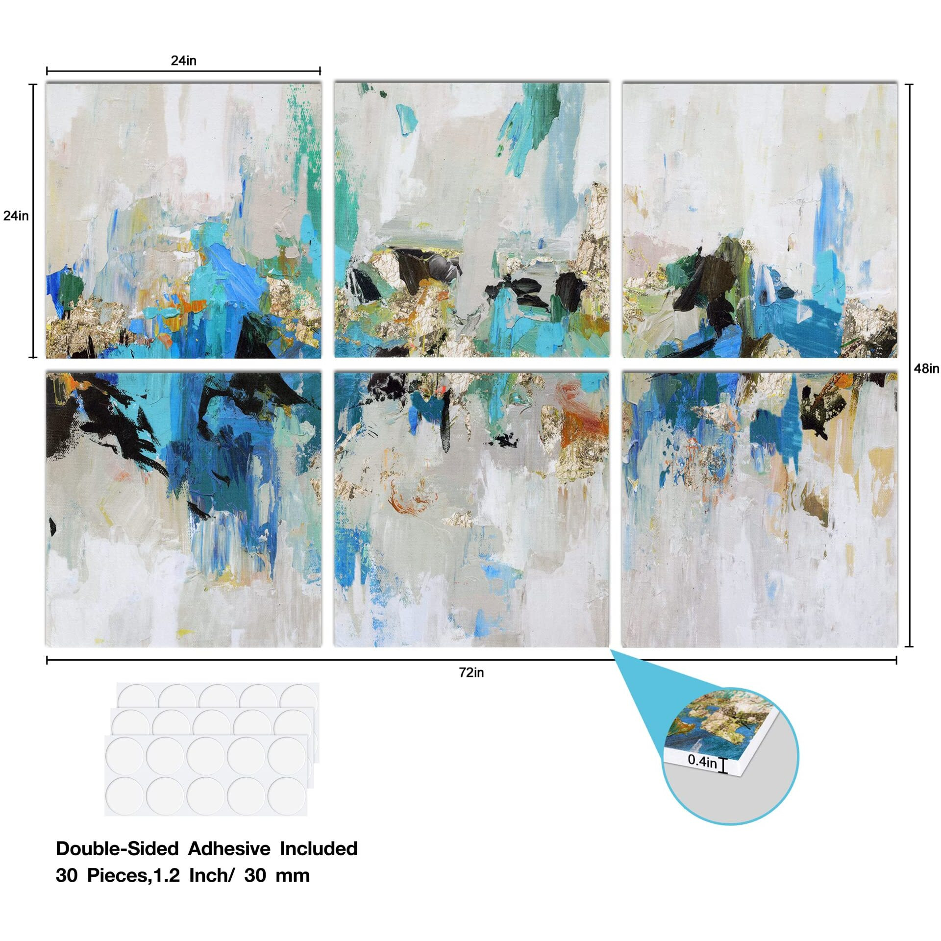 Olanglab Art Acoustic Panels 6 Pack 72 "&quotX48"" Acoustical Soundproof Wall Panels Sound Absorbing  Decorative Sound Proofing Sound Absorbing Panels  Studio Acoustic Treatment (Wonderful Life)