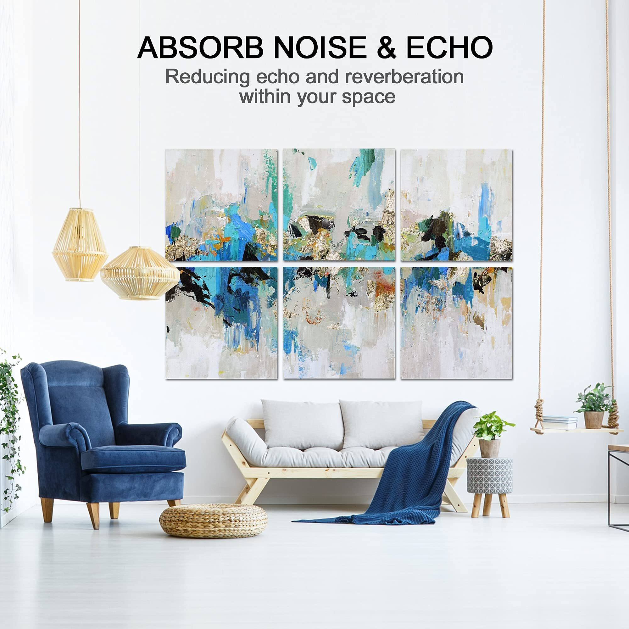 Olanglab Art Acoustic Panels 6 Pack 72 "&quotX48"" Acoustical Soundproof Wall Panels Sound Absorbing  Decorative Sound Proofing Sound Absorbing Panels  Studio Acoustic Treatment (Wonderful Life)