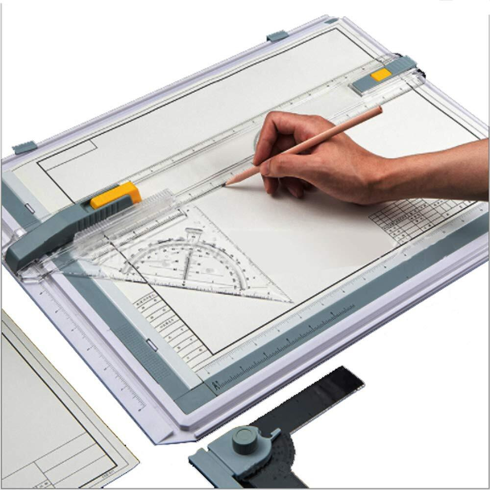 Salemar Inch Scale A3 Drafting Table Drawing Board  Drawing Tool Set Graphic Architectural Sketch Board With Parallel Motion  Set Square  Clamps  Protractor  Anti Slip Support Legs  Sliding Ruler
