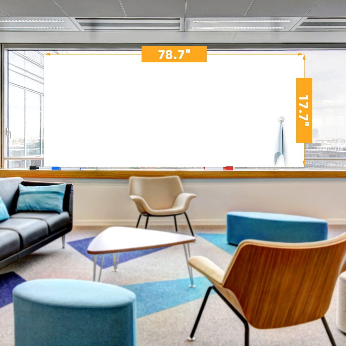 Dry Erase Whiteboard Sticker Wall Decal  Self-Adhesive White Board Peel Stick Paper For School Office Home Kids Drawing With 3 Water Pen 78.7"&quotX17.7""