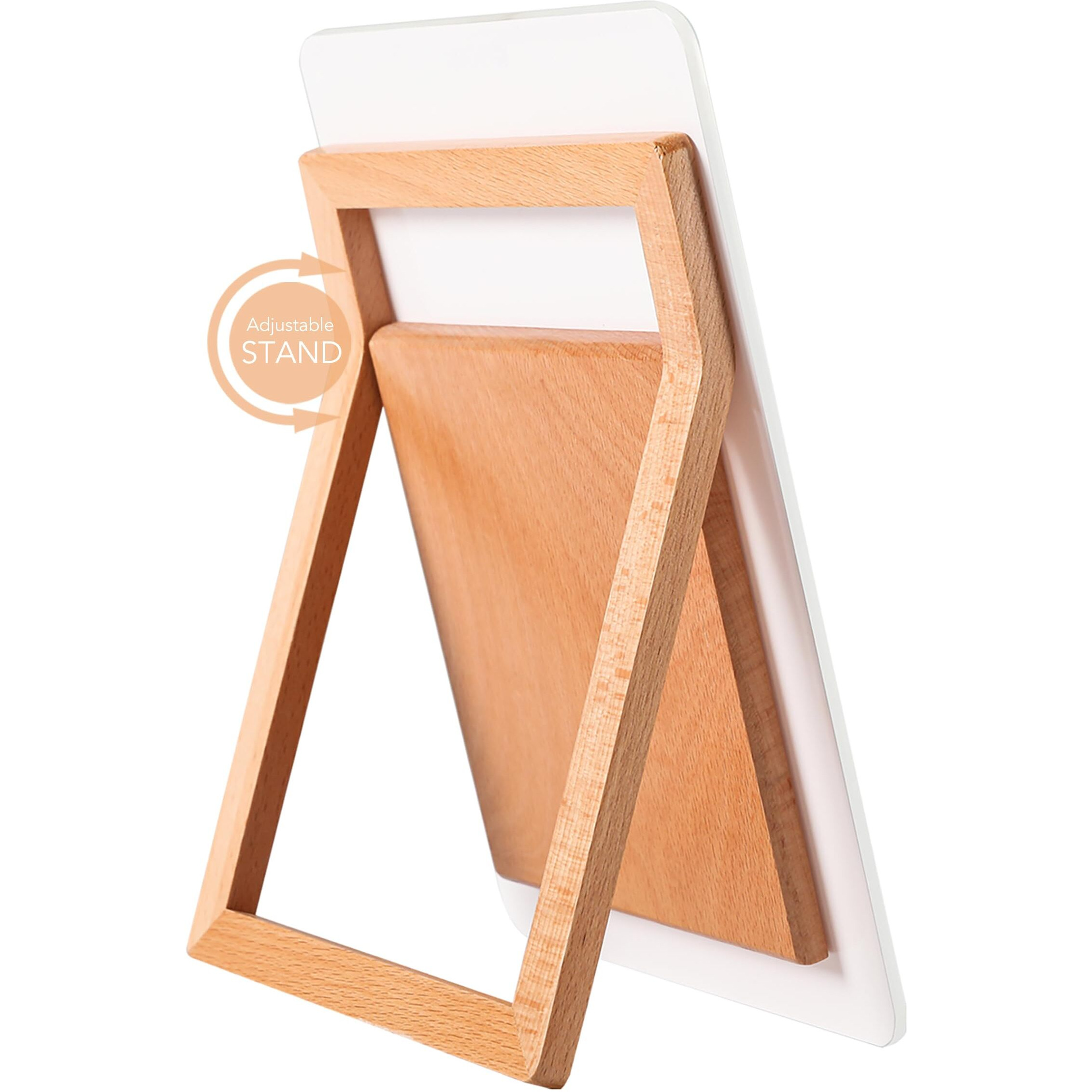 Desktop Glass Whiteboard With Reversible Wood Stand  Small White Board  Mini Dry Erase Whiteboard Easel For Desk  Reusable Desk Notepad 9.5"&quotX6.7"" For Home  Office  Accessories Included  Yeoux