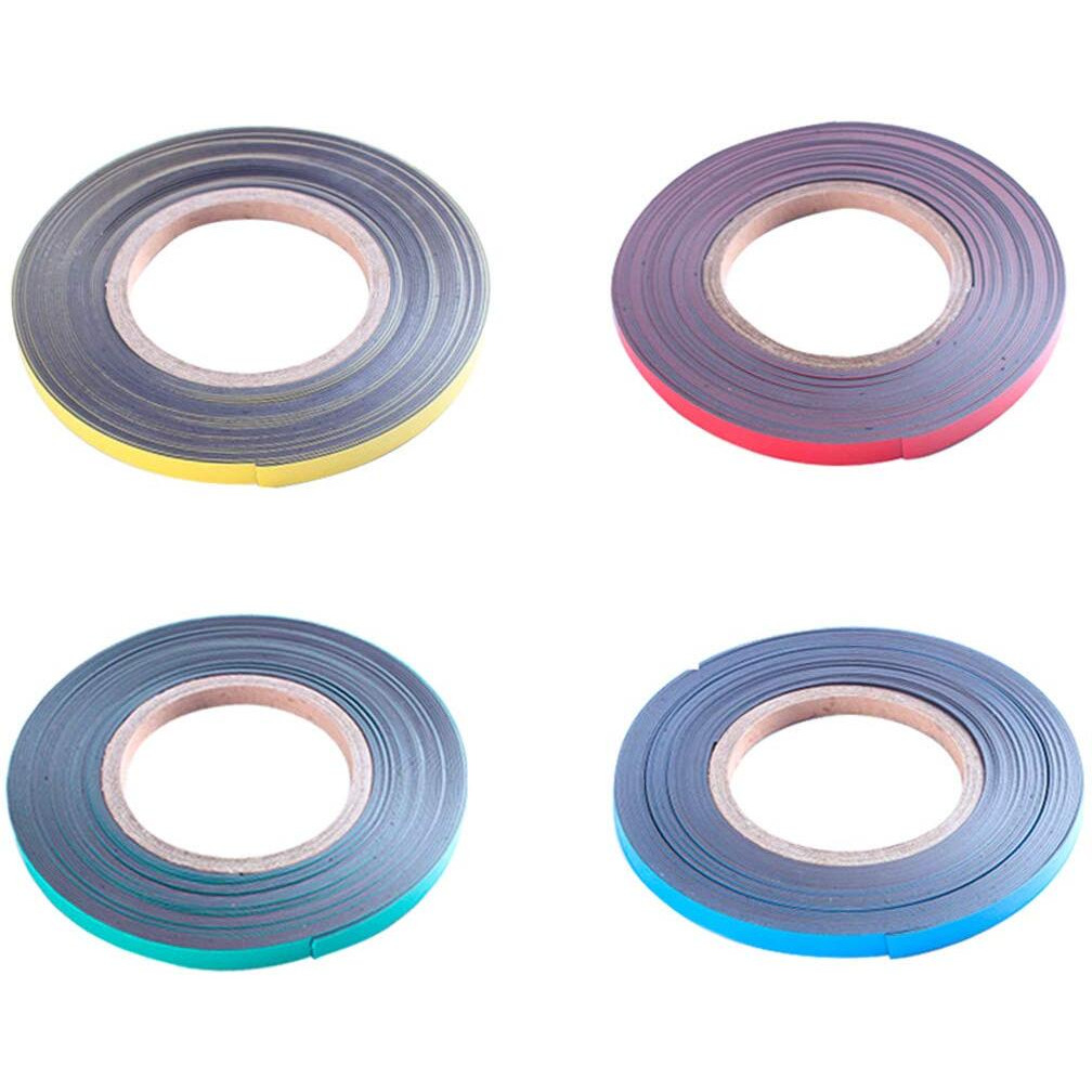 Magnetic Tape Roll Colored Thin Strips - Dry Erase Magnet Whiteboard Graphic Art Tape/ 10Mm 33Ft Marking Line Magnet Tape(4 Pack Mix Color)