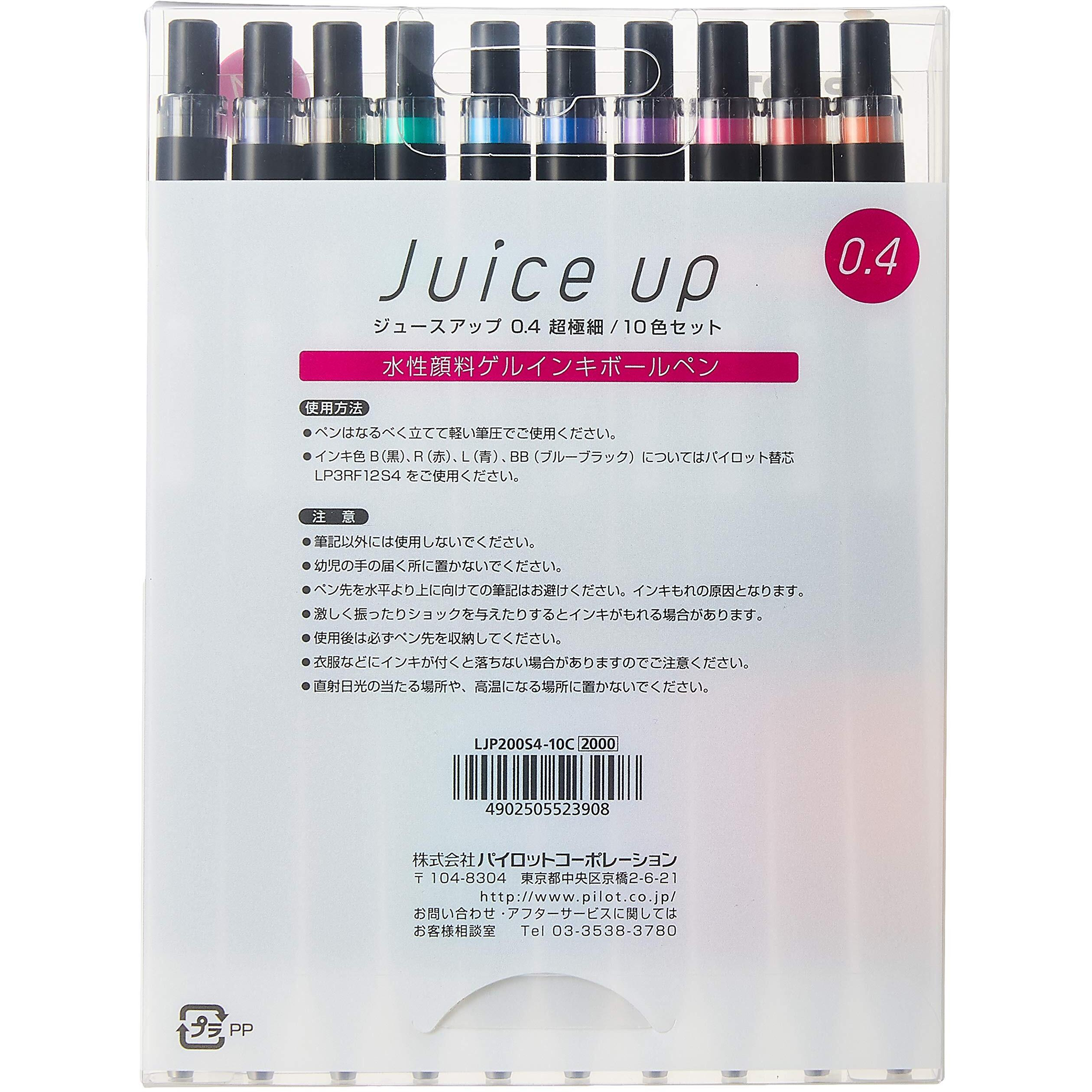 Pilot Knock Gel Ink Extra Fine Ballpoint Pen  Juice Up 04  10 Color Assorted (Ljp200S4-10C)