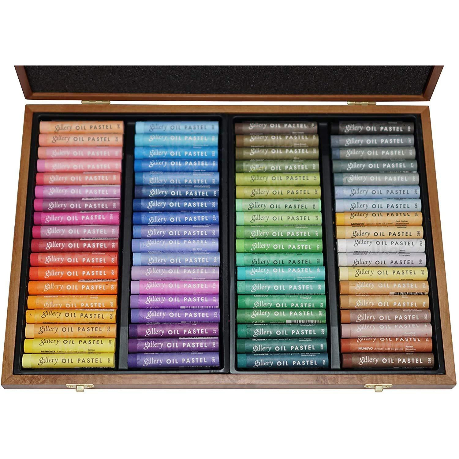Mungyo Gallery Soft Oil Pastels Wood Box Set Of 72 - Assorted Colors