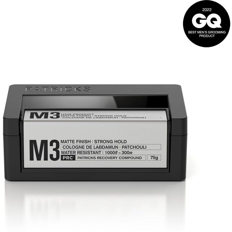 Patricks | M3 Matte Pomade | Strong Hold Styling Product For Men | Thickening Paste | For Coarse To Thick Hair Control | Water Resistant | Travel Size | 75G