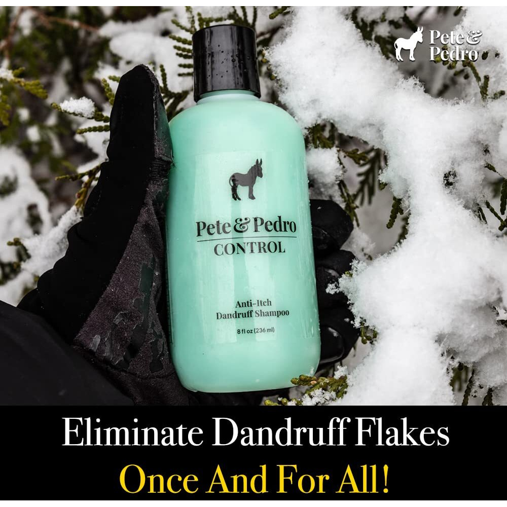 Pete & Pedro Control Extra-Strength Dandruff & Anti-Itch Medicated Coal Tar Peppermint Tea Tree Oil Men's & Women Shampoo | As Seen On Shark Tank  8 Oz.