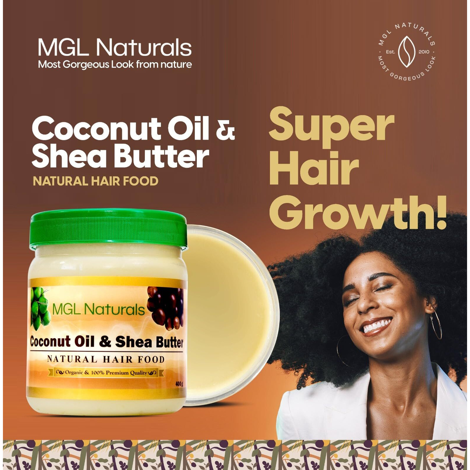 Mgl Naturals Coconut Oil And Shea Butter Natural Hair Food Made With Organic Ingredients. Nourish And Moisturize Hair For Growth  Softness  Shine  Manageability And Protect Against Hair Damage.