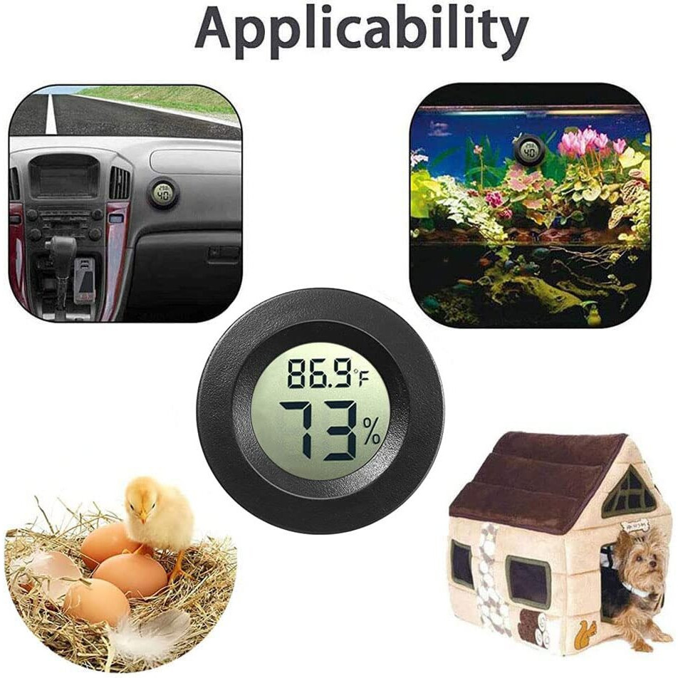 Jedew 4-Pack Mini Hygrometer Thermometer Digital Lcd Monitor Indoor/Outdoor Humidity Meter Gauge Temperature For Humidifiers Dehumidifiers Greenhouse Reptile Humidor Fahrenheit()/ Celsius()