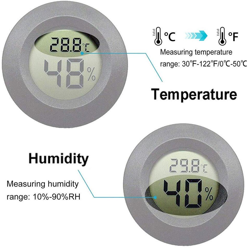 Jedew 4-Pack Mini Hygrometer Thermometer Digital Lcd Monitor Indoor/Outdoor Humidity Meter Gauge Temperature For Humidifiers Dehumidifiers Greenhouse Reptile Humidor Fahrenheit()/ Celsius()