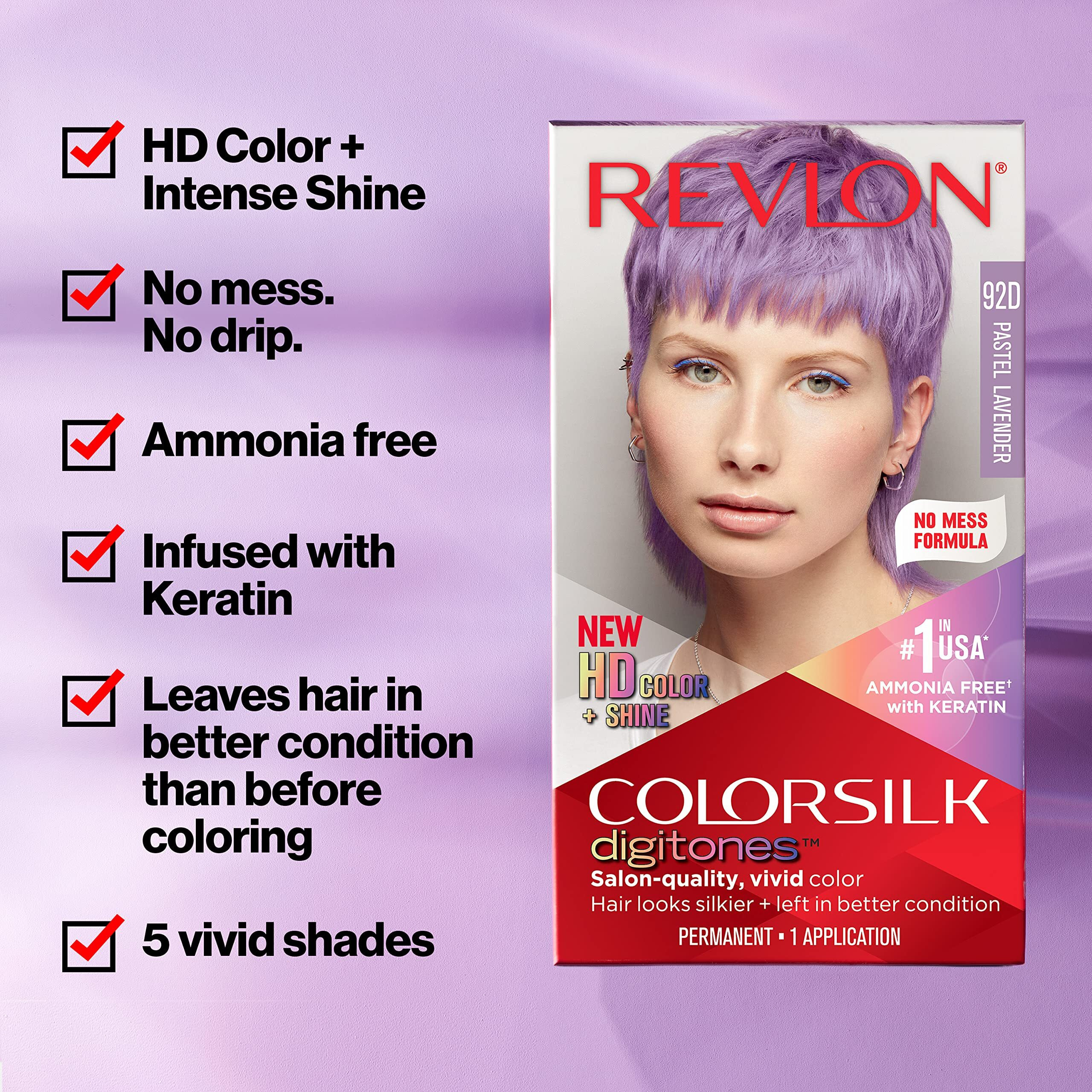 Revlon Permanent Hair Color Colorsilk Digitones With Keratin  92D Pastel Lavender (Pack Of 1)