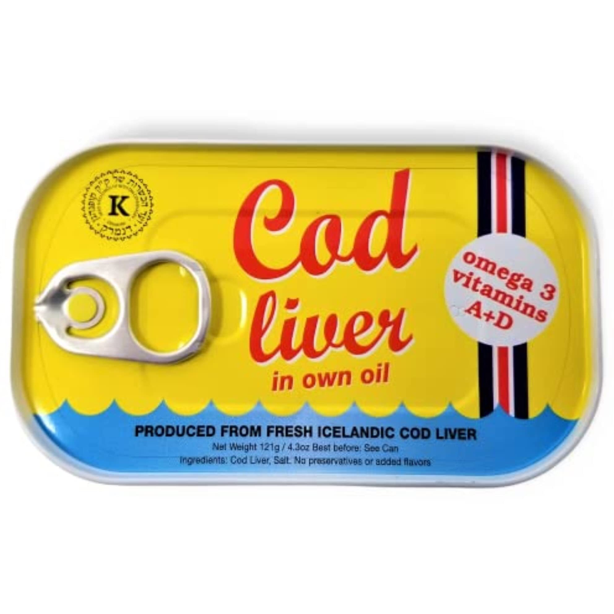 Threeline Icelandic Natural Cod Liver In Own Oil 121G / 4.3 Oz (12)
