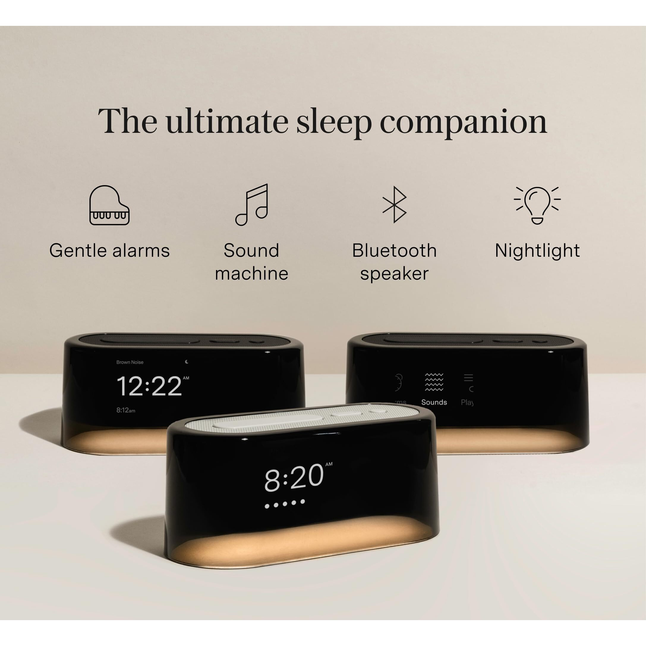 Loftie Smart Alarm Clock - Sound Machine  Bluetooth Speaker  Custom Alarms  Wellness Content  White Noise  Nature Sounds  Nightlight  Blackout Mode  Morning Routines  Evening Routines (Black Top)