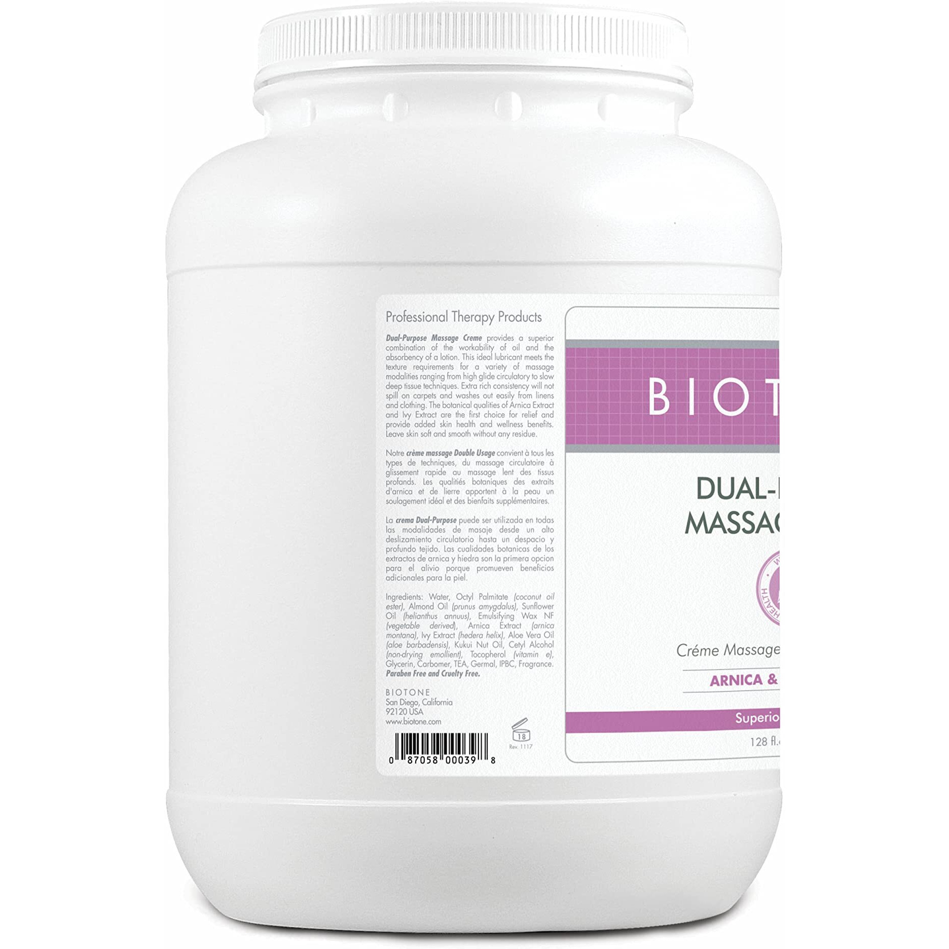 Biotone Dual-Purpose Massage Crme With Arnica And Ivy Extracts  Pure Ingredients  Effortless Glide  Luxurious Feel  More Workability  Less Reapplications