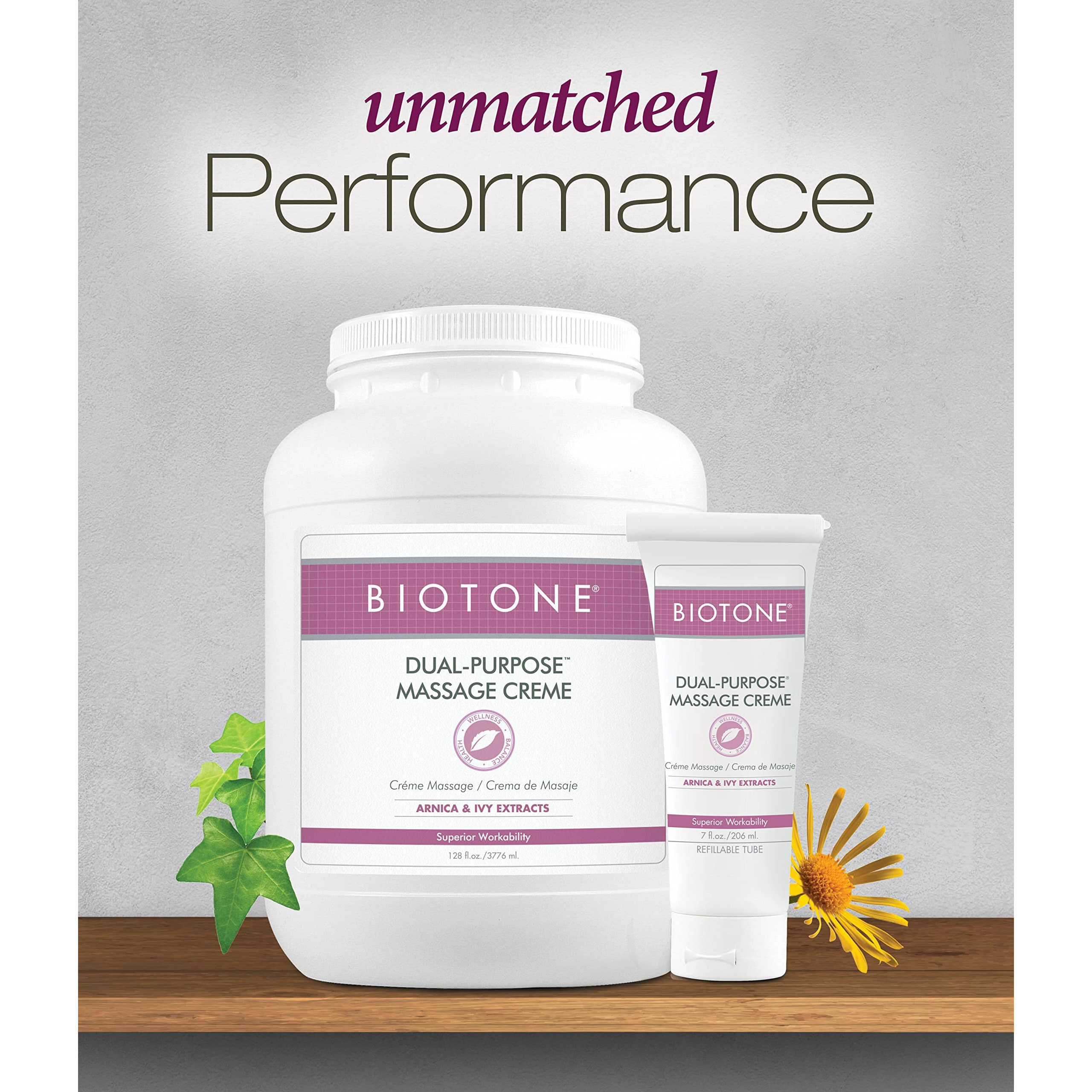 Biotone Dual-Purpose Massage Crme With Arnica And Ivy Extracts  Pure Ingredients  Effortless Glide  Luxurious Feel  More Workability  Less Reapplications