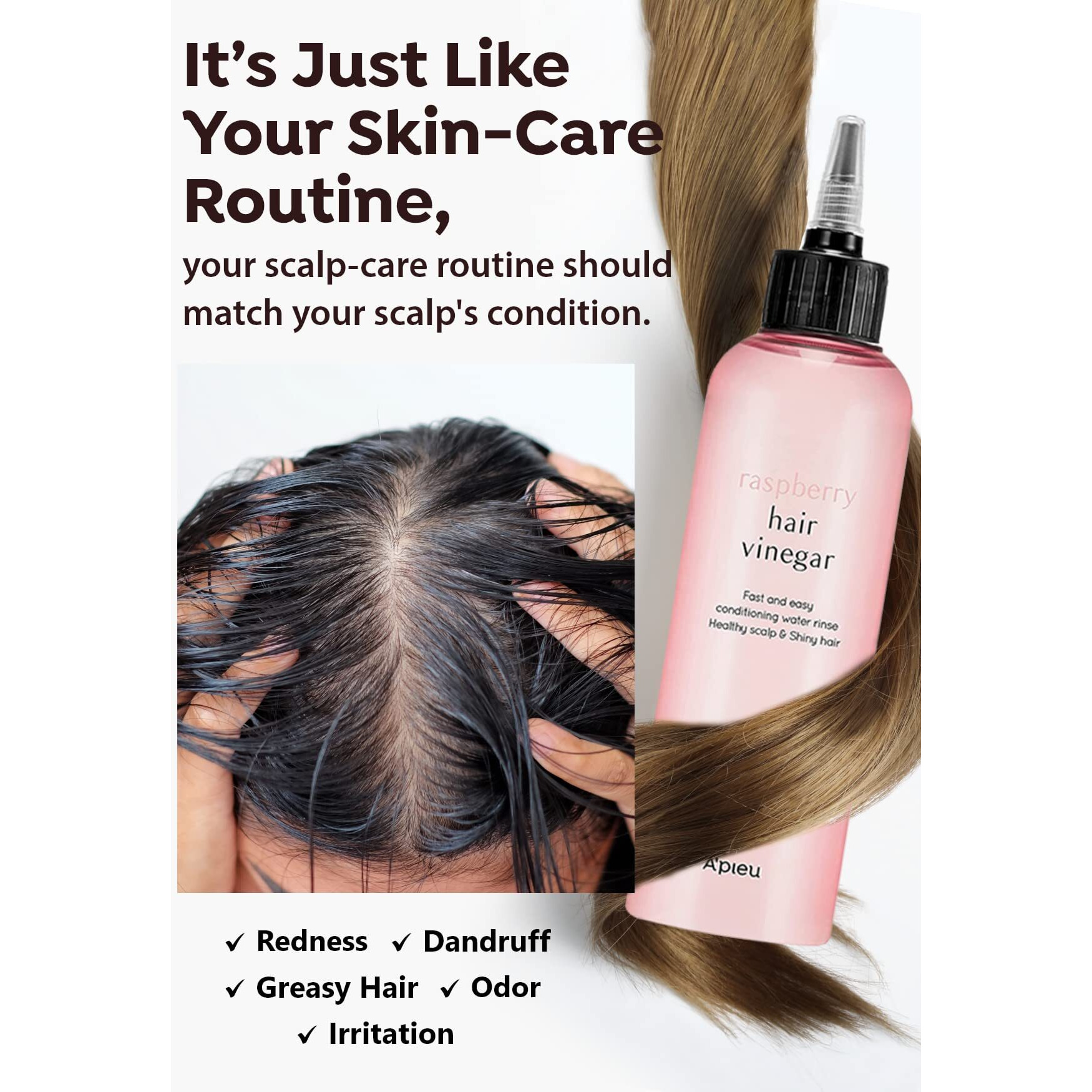 Apieu Raspberry Hair Vinegar Rinse 6.76 Fl Oz - Scalp Treatment For Balanced Ph  Shiny Hair | Clarifies & Encourages Growth | Dandruff & Oil Control