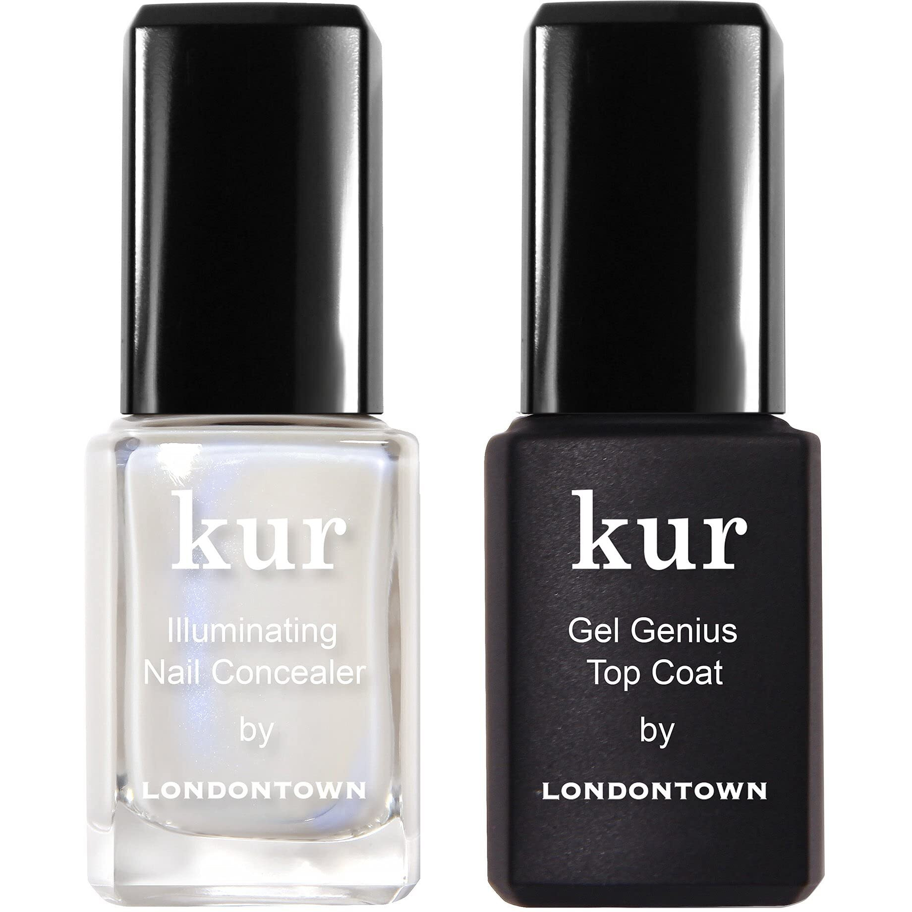 Londontown Kur Conceal & Go Duo Set  Includes Nail Illuminating Concealer & Gel Genius Top Coat  0.4 Fl Oz  White
