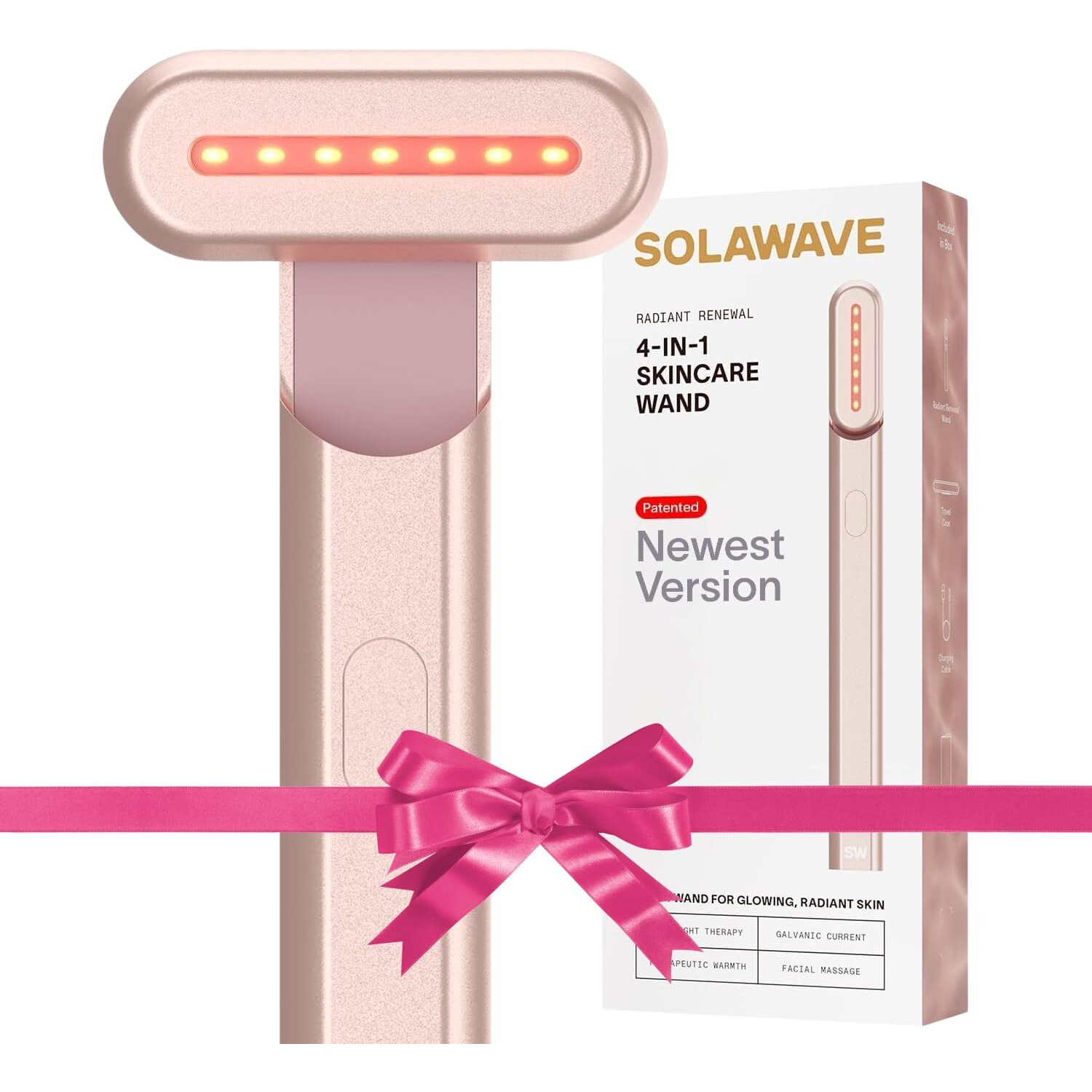 Solawave 4-In-1 Radiant Renewal Wand  Face Skincare Wand With Facial Massager  Facial Wand (Rose Gold)
