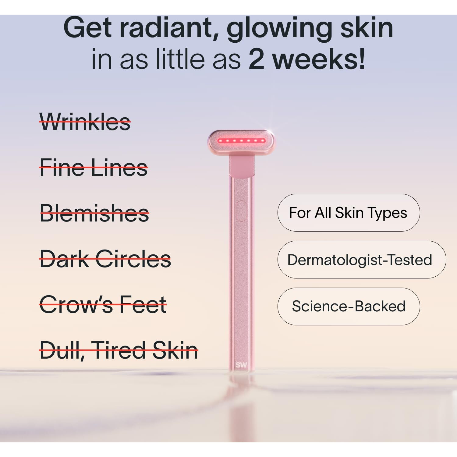 Solawave 4-In-1 Radiant Renewal Wand  Face Skincare Wand With Facial Massager  Facial Wand (Rose Gold)