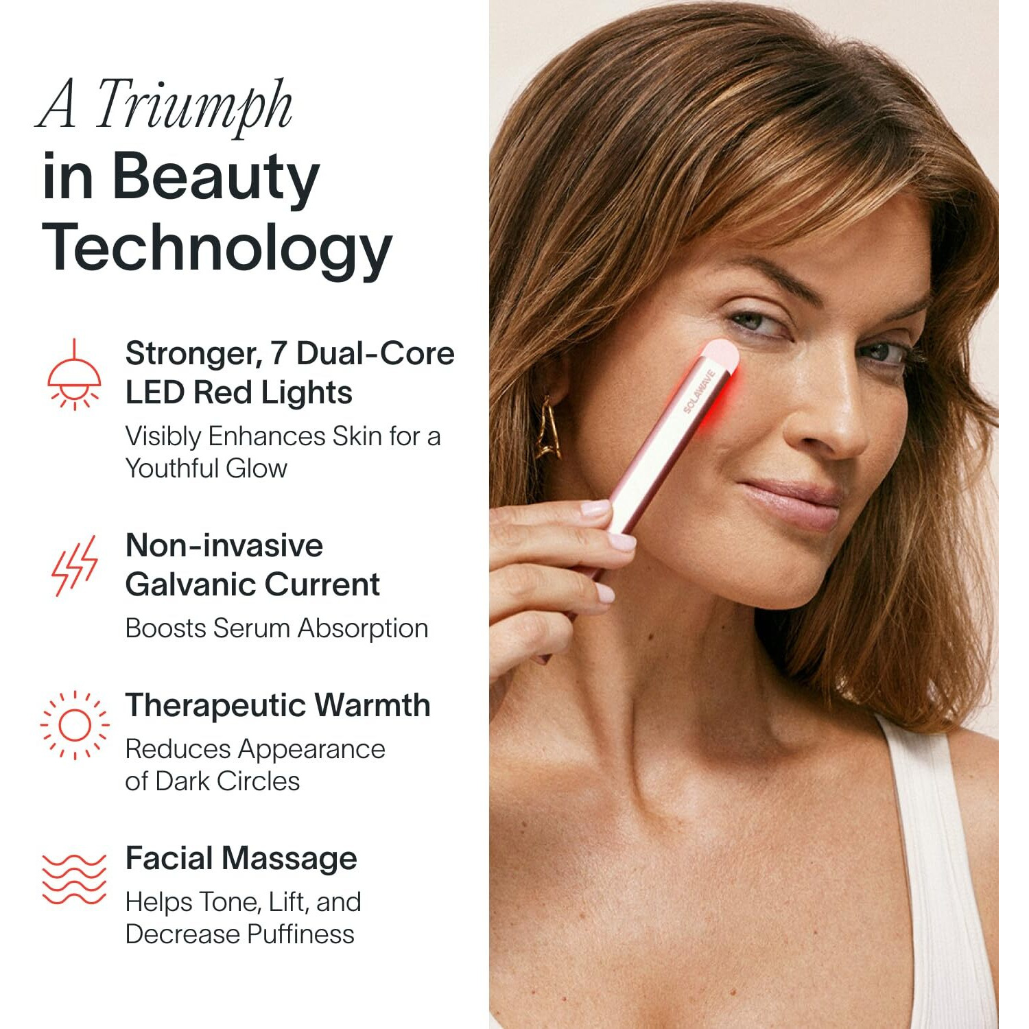 Solawave 4-In-1 Radiant Renewal Wand  Face Skincare Wand With Facial Massager  Facial Wand (Rose Gold)