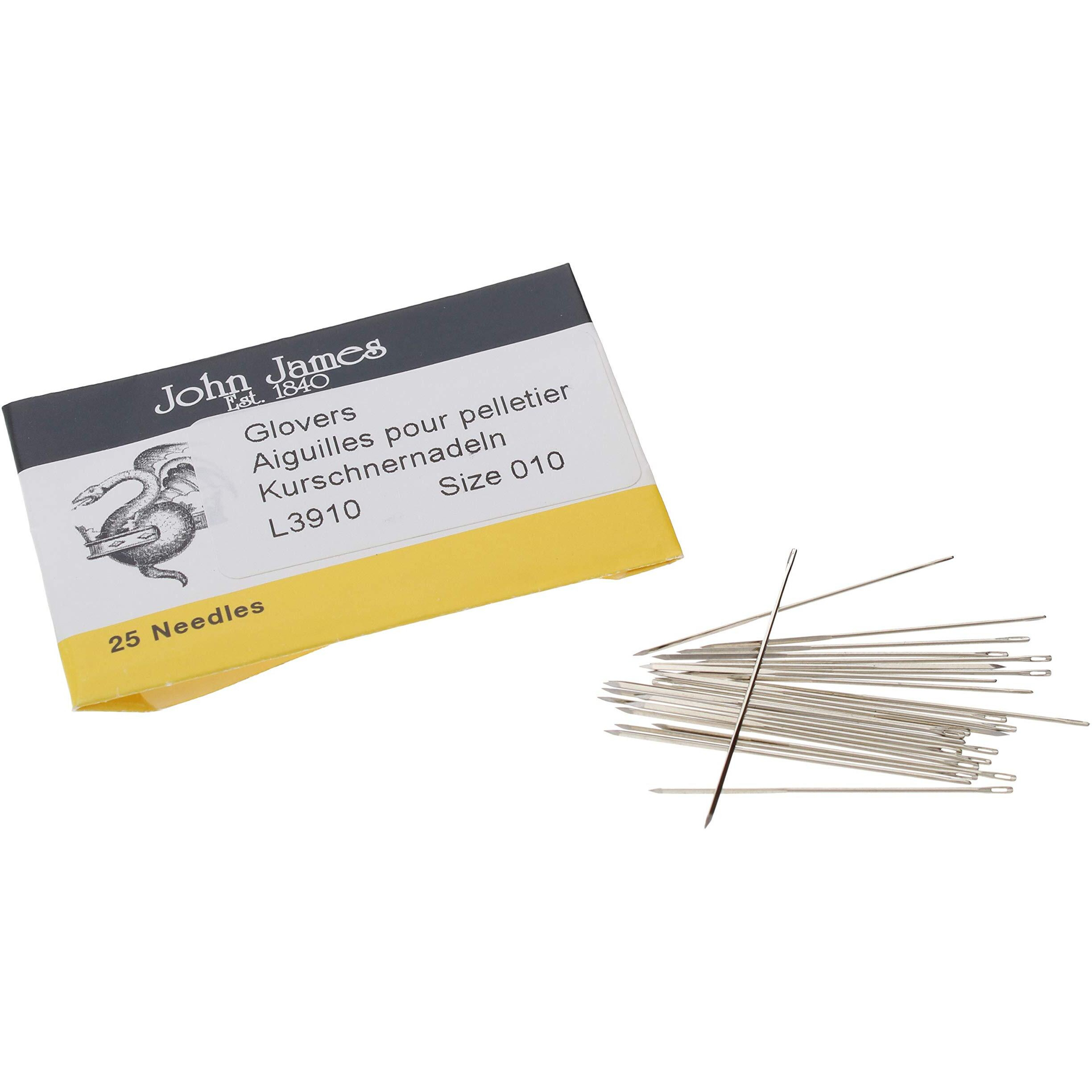 John James Glovers Needles  Size 10  32.5Mm In Length And 0.53Mm In Diameter  Pack Of 25  Triangular Point  Ideal To Pass Through Tougher Materials Such As Leather  Suede  Vinyl And Soft Plastics