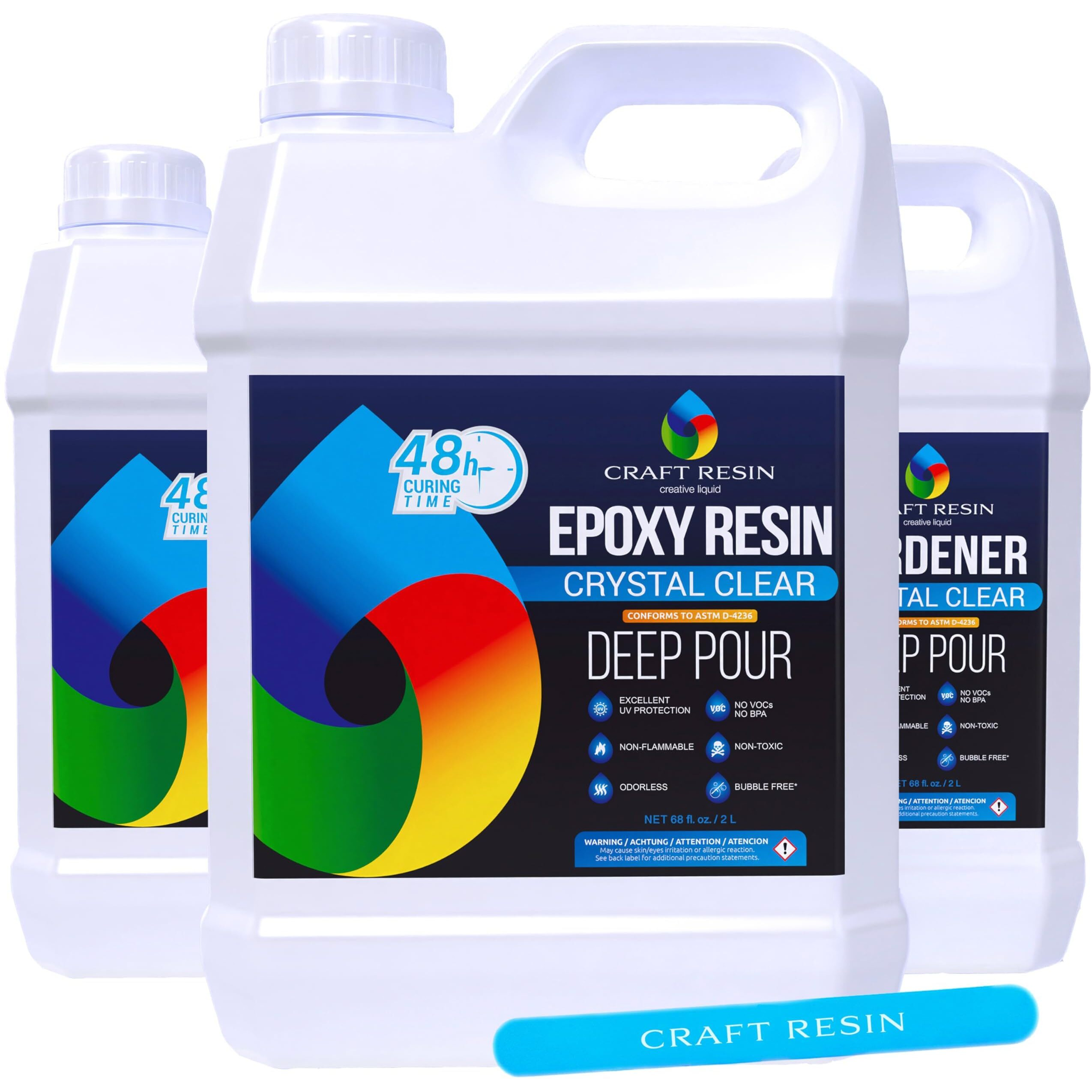 Deep Pour Epoxy Resin 1.5 Gallon Kit - 2-4"" Pour Depths Crystal Clear Casting Resin For River Table  Mold  Flower And Wood - Bubble Free  Self-Leveling  Food Safe  Heat & Uv Resistant