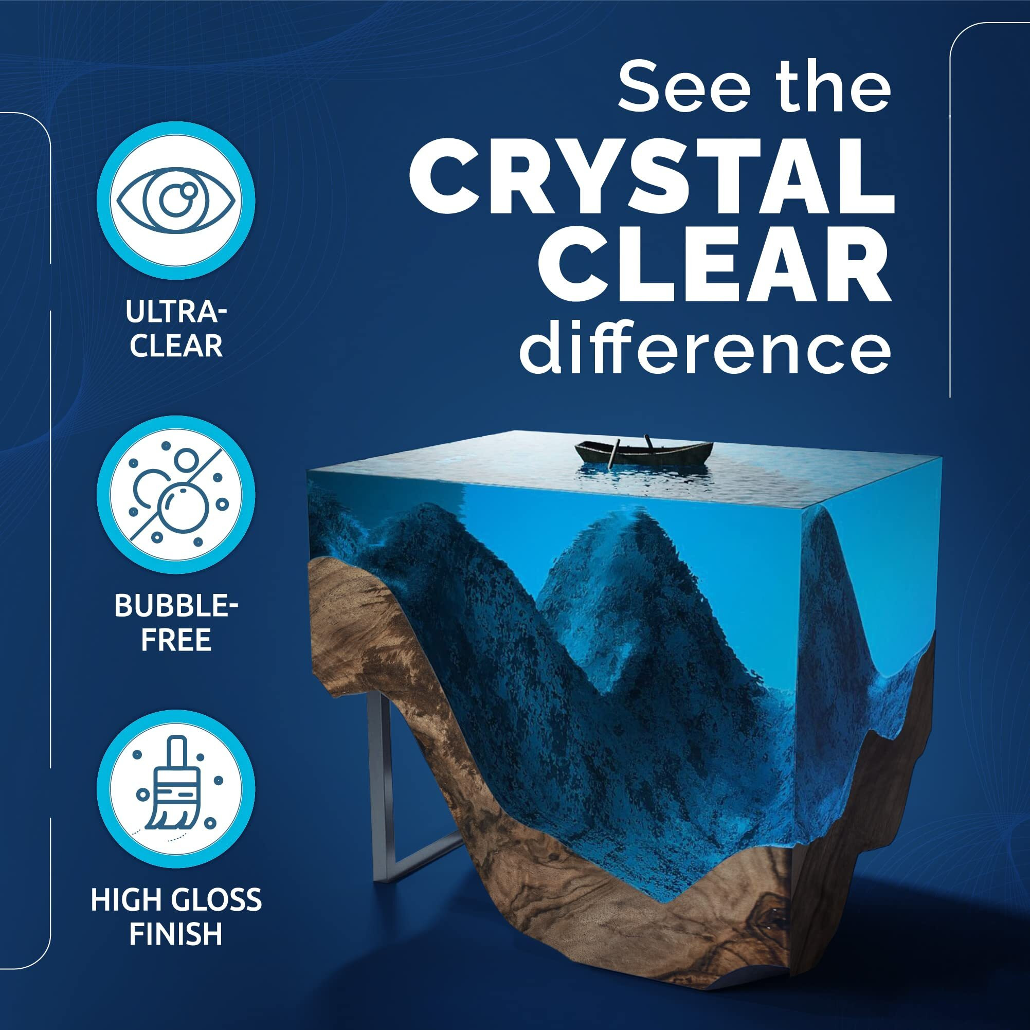 Deep Pour Epoxy Resin 1.5 Gallon Kit - 2-4"" Pour Depths Crystal Clear Casting Resin For River Table  Mold  Flower And Wood - Bubble Free  Self-Leveling  Food Safe  Heat & Uv Resistant