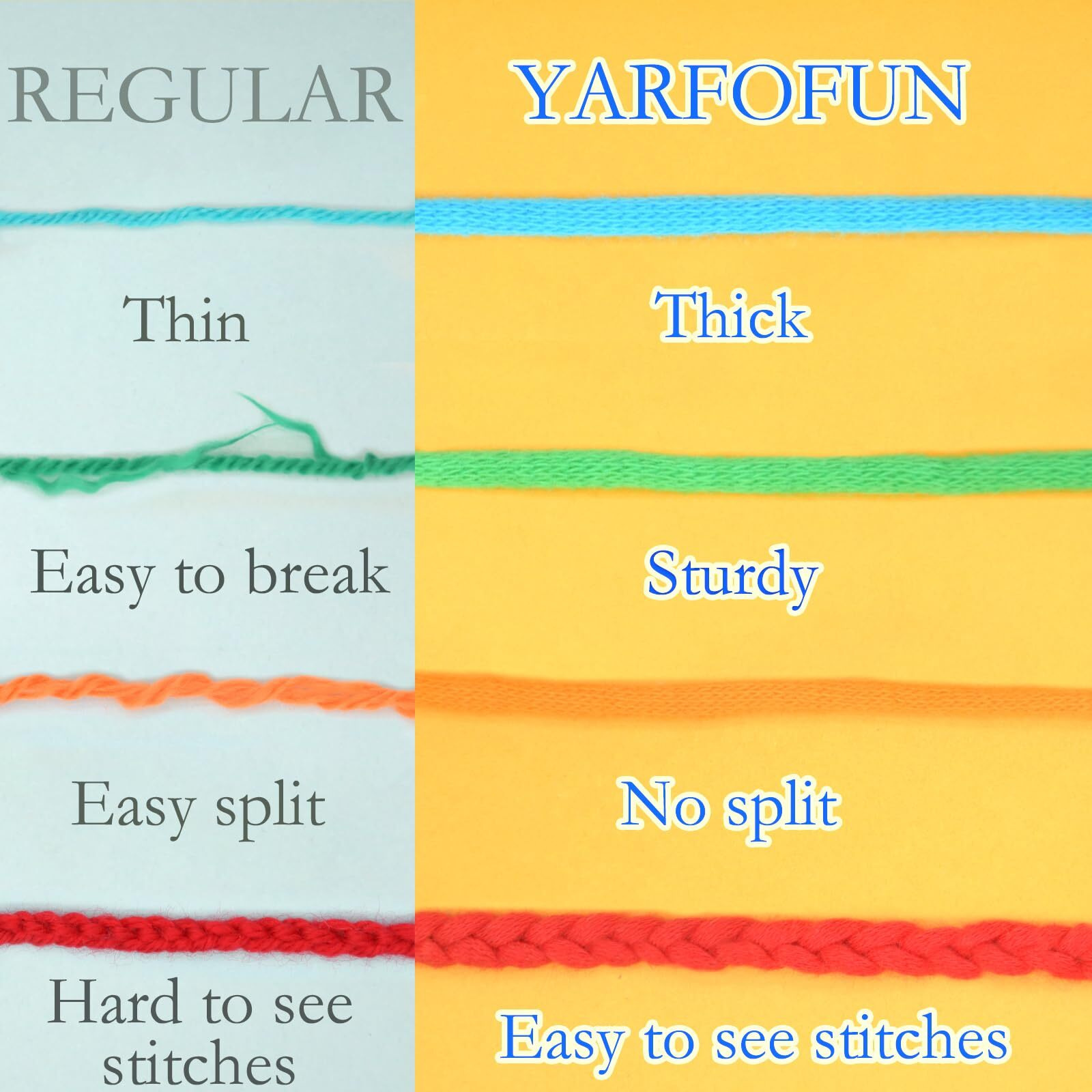 6 Pack Beginners Crochet Yarn Blue Green Pink Red Yellow Orange Cotton Crochet Yarn For Crocheting Knitting Beginners With Easy-To-See Stitches Mini Crochet Yarn For Beginners-Bright Series