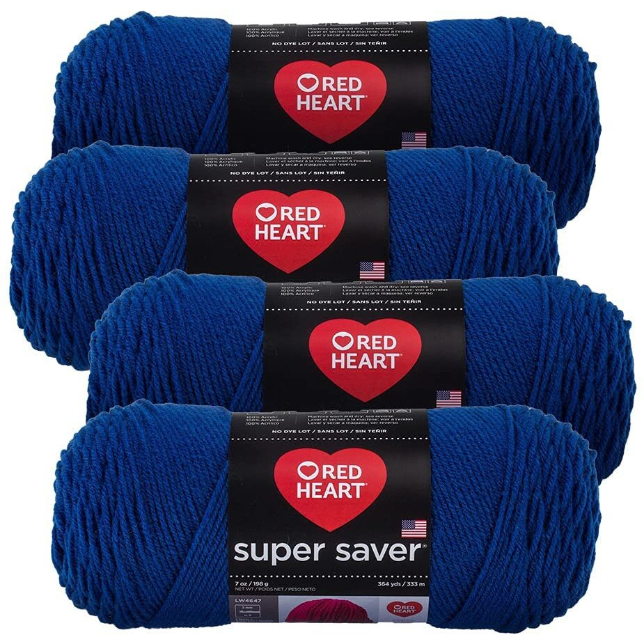 Red Heart Super Saver Yarn (4-Pack Of 7Oz Skeins) (Royal)