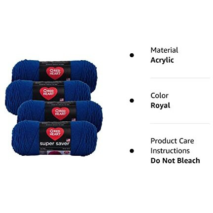 Red Heart Super Saver Yarn (4-Pack Of 7Oz Skeins) (Royal)