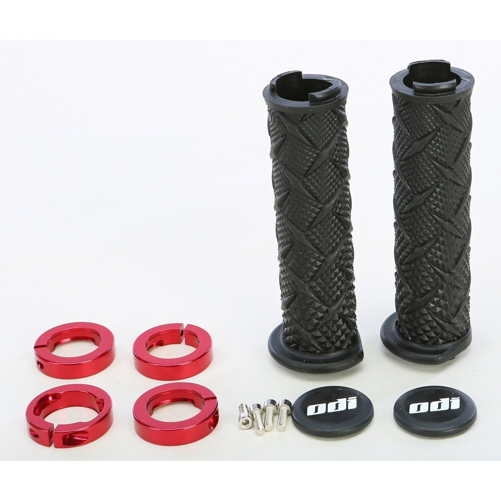 Odi X-Treme Lock-On Atv Hand Grips - Black/Red Clamps/One Size