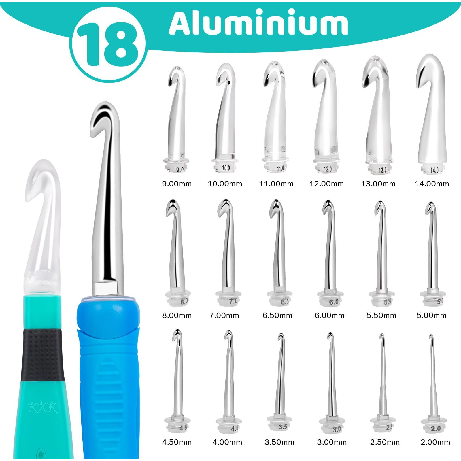 Crochet Hooks Set Digital - Original Ergonomic Counter To Track Rows And Stitches - Crochet Kit With 18 Different Size Interchangeable Crochet Needle With 2 Levels Led