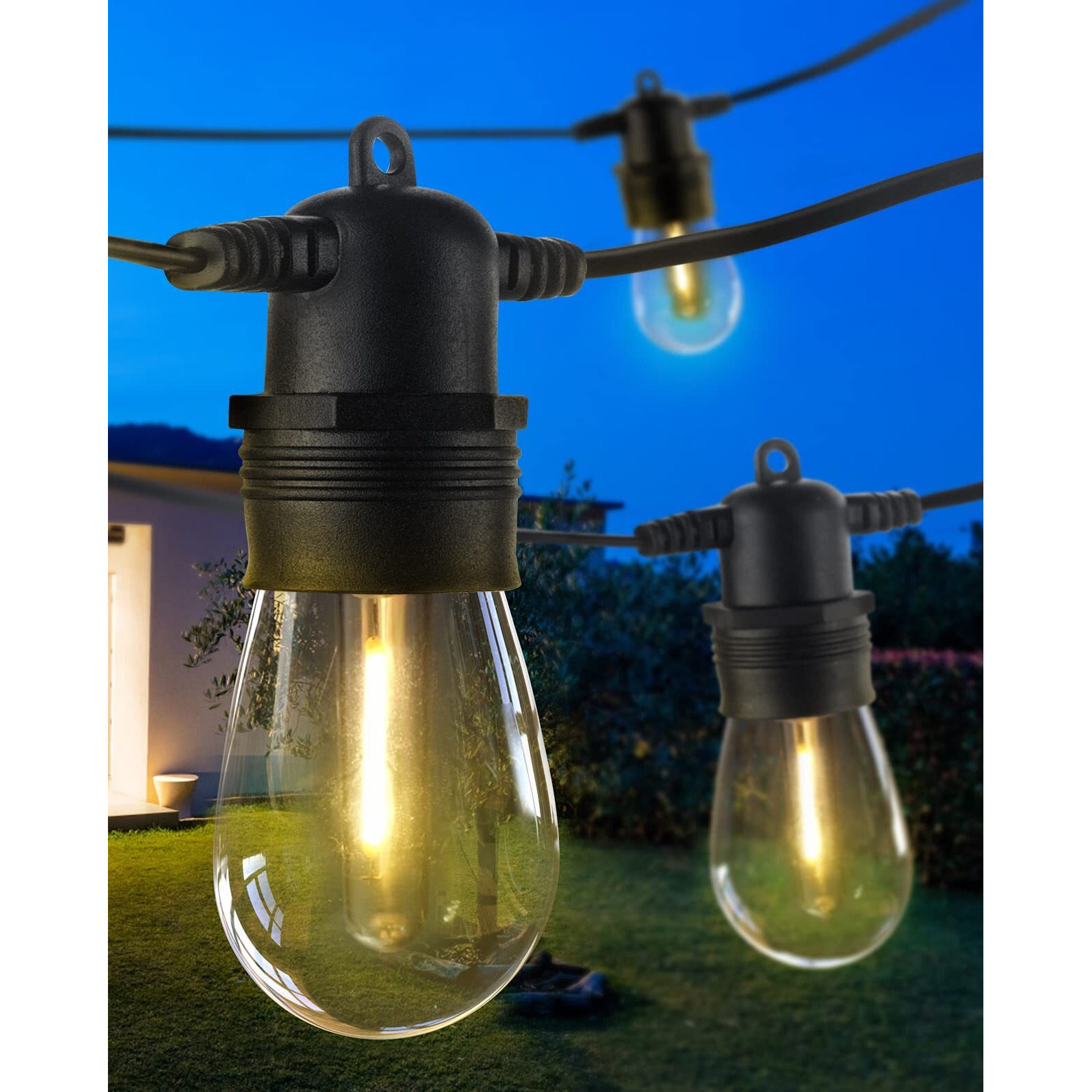 Dge Outdoor Long Led String Lights 96Ft Patio String Light Shatterproof & Waterproof Ip65  18 Awg Ul Listed Wire Bright String Light For Patio  Backyard  Gazebo  Porch  Wedding Party
