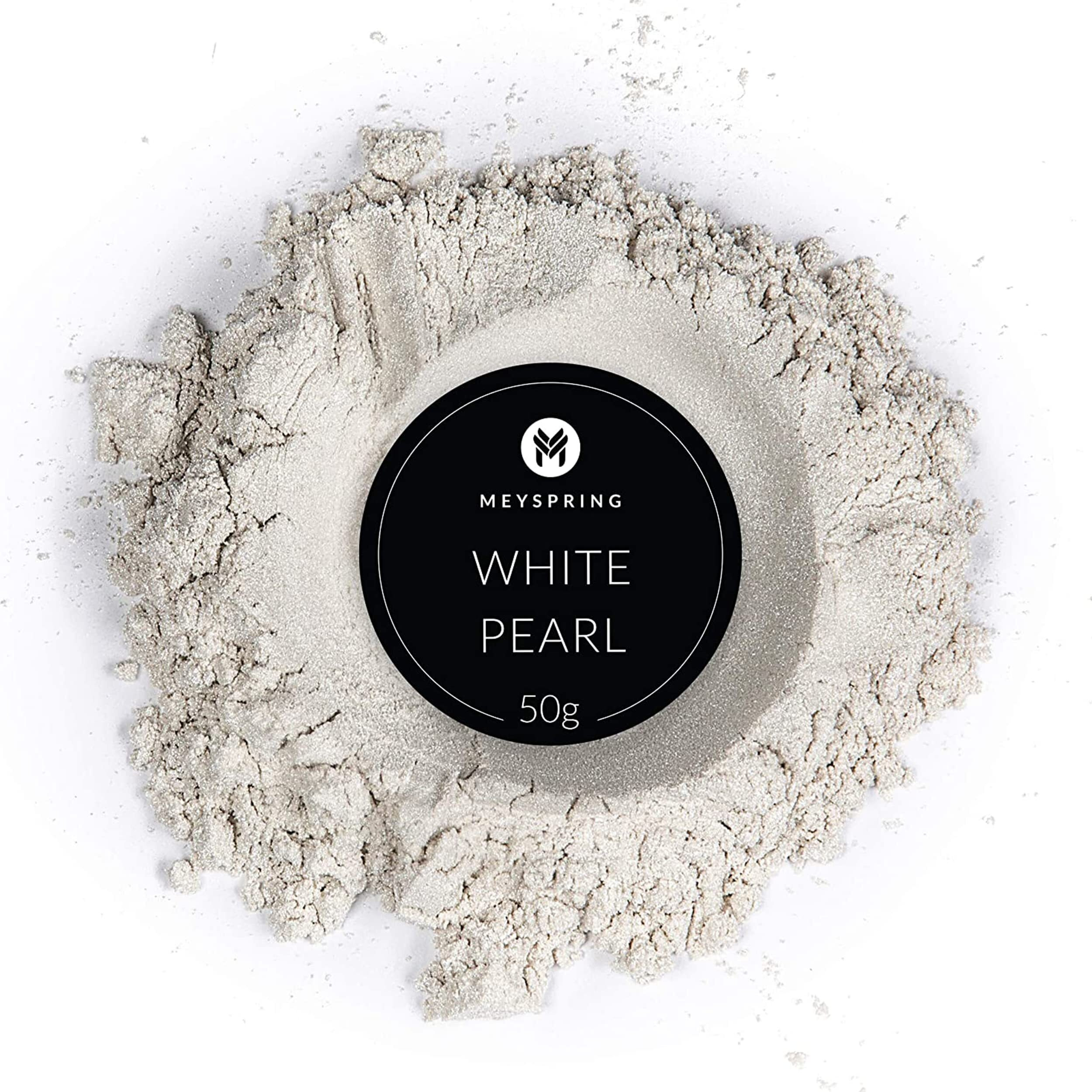 Meyspring White Pearl Mica Powder - 50G - White Resin Pigment - White Mica Powder For Epoxy Resin Art - White Epoxy Pigment And Uv Resin Dye - Mica Powder For Epoxy Resin - Resin Powder Pigment