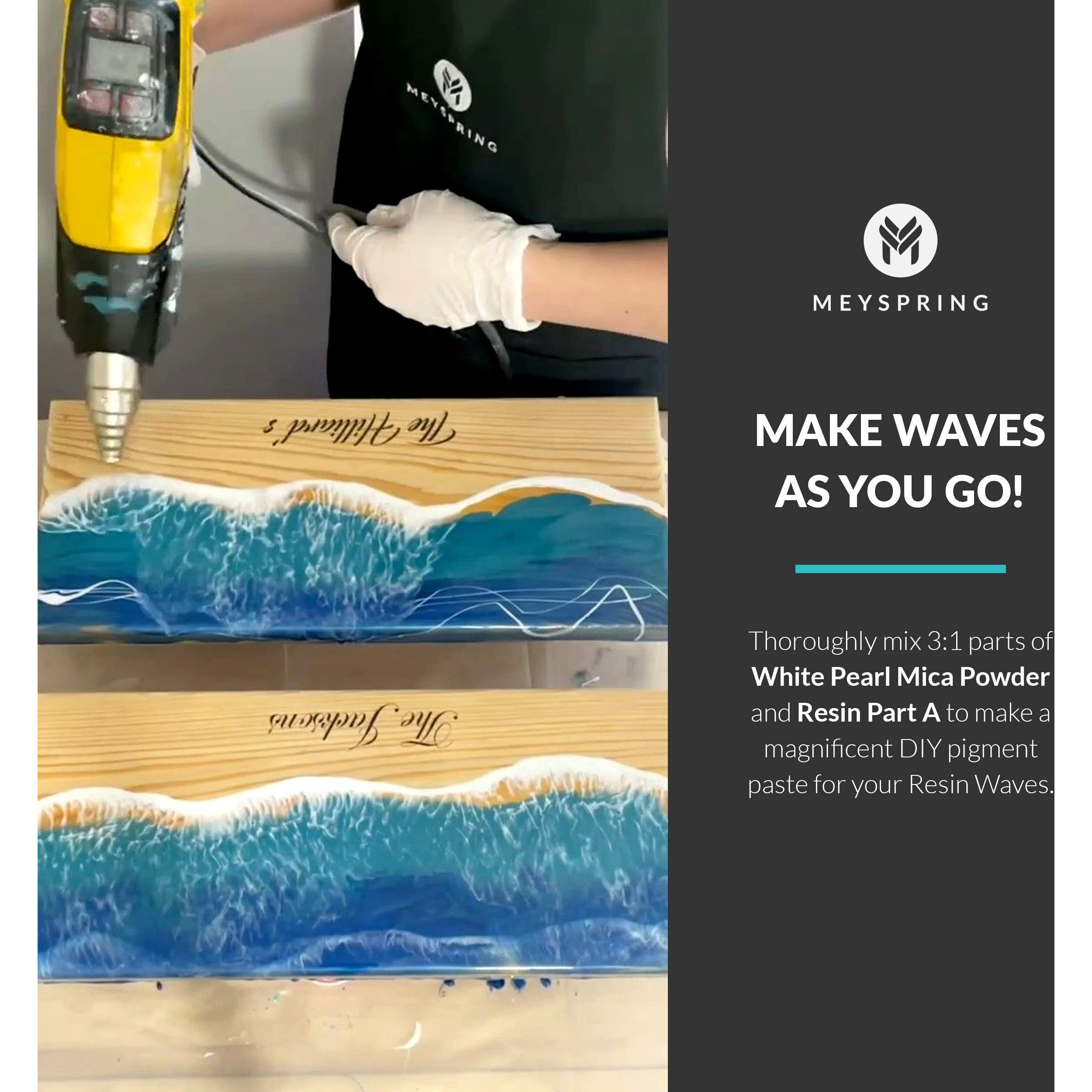 Meyspring White Pearl Mica Powder - 50G - White Resin Pigment - White Mica Powder For Epoxy Resin Art - White Epoxy Pigment And Uv Resin Dye - Mica Powder For Epoxy Resin - Resin Powder Pigment