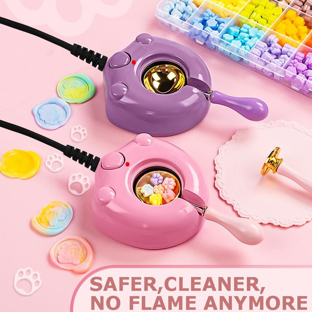 Electric Wax Seal Stamp Warmer Electrice Wax Sealing Melting For Wax Seal Stamp With Lovely Design (Purple)