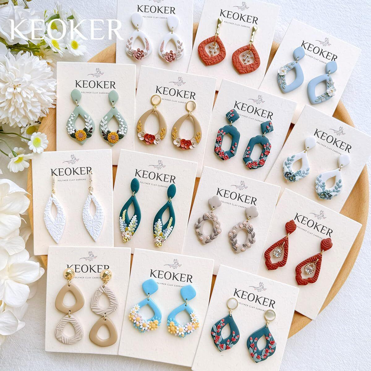 Keoker Clay Cutters  Organic Polymer Clay Cutters For Earrings Making  20 Shapes Floral Polymer Clay Cutters  Studs Clay Cutters For Polymer Clay Jewelry (A+B)