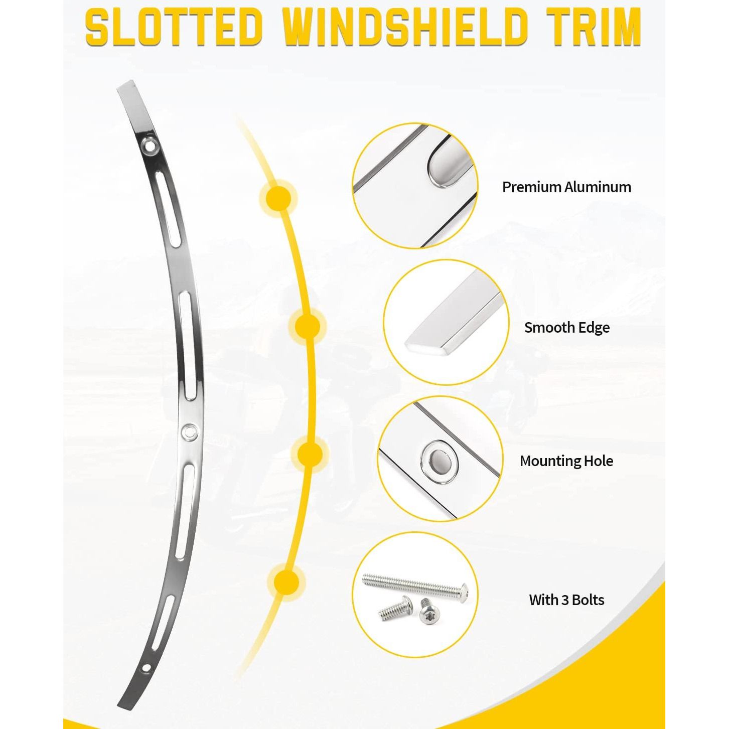 Anonemoto Slotted Windshield Trim Chrome Stainless Windscreen Trim Compatible For Harley 2014-2024 Touring Ultra Limited Street Glide Electra Glide Tri Glide Cnc Cut