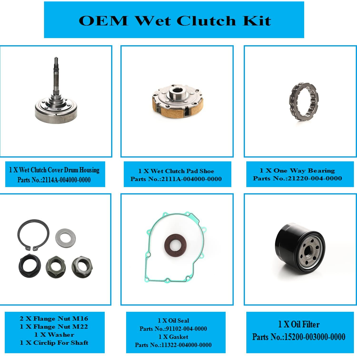Chikia Wet Clutch Shoe Kit Assembly Replacement For Hisun Utv Atv 500 700 Massimo Msu 500 700 Coleman Ut500 Ut700 Axis 500 700 Bennche Bighorn Cub Cadet Challenger Oil Filter One Way Bearing Housing