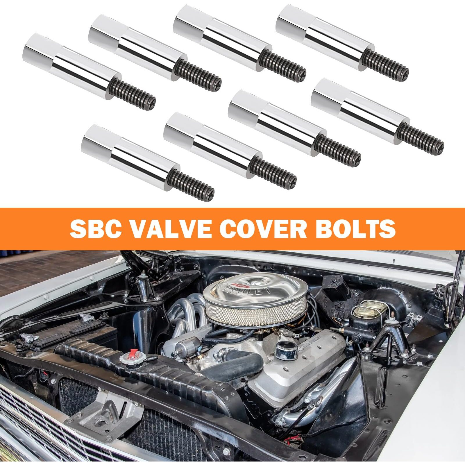 Valve Cover Bolts Kit Compatible With Chevy 350 283 305 327 383 Sbc Valve Covers Bolt Studs Small Block Chrome Steel Valve Covers With Black Oxide Finish