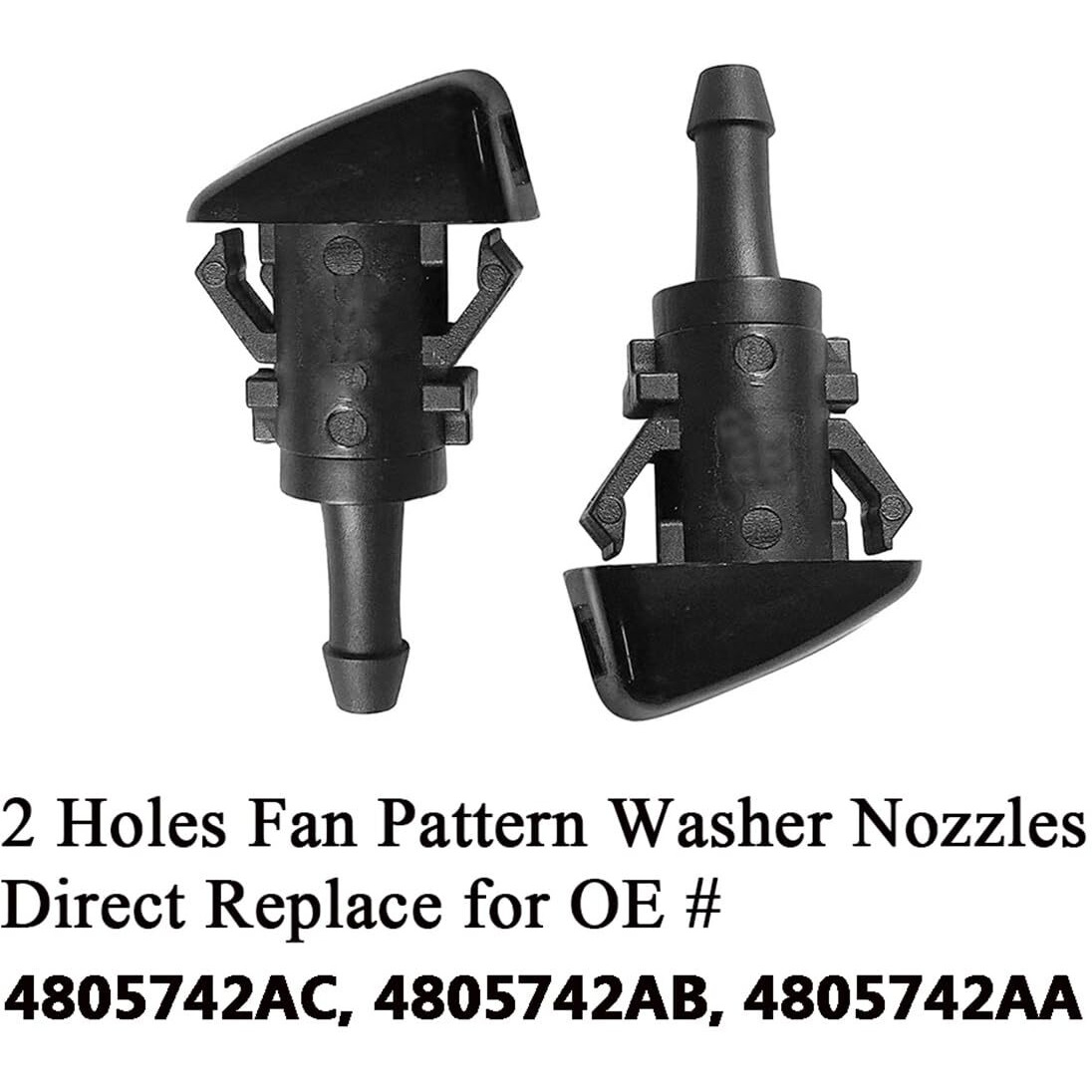 4805742Ac Washer Nozzle Fits For 2010-2024 Dodge Ram 1500 2500 3500 4500 5500 Heavy Duty Trucks Windshield Washer Sprayer Spray Nozzle  Pack Of 2  Front Lh Or Rh Jet  Direct Replacemnt
