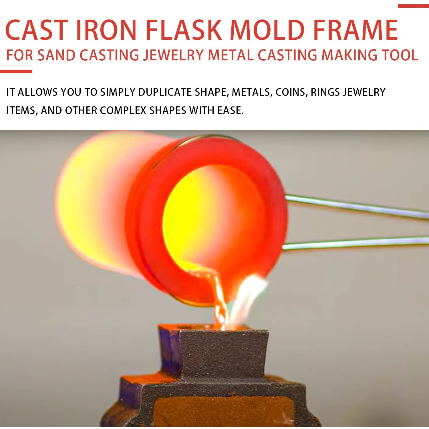 2-Part Cast Iron Flask Mold Frame For Sand Casting Jewelry Metal Casting Making Tool