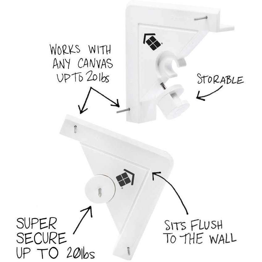 Under The Roof Decorating 5-100200 20 Lbs Place&Push Canvas Hangers   White