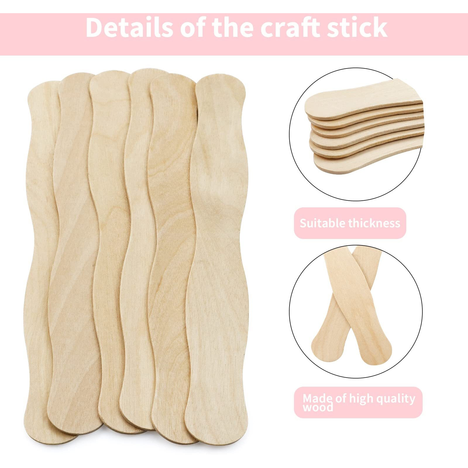 Fansunta 30 Pieces Church Fans Handheld Set  Including Fan Handle Craft Sticks Wavy Wooden Sticks  Blank White Cardstock  Double Sided Tape Church Fans For Diy Crafting Painting