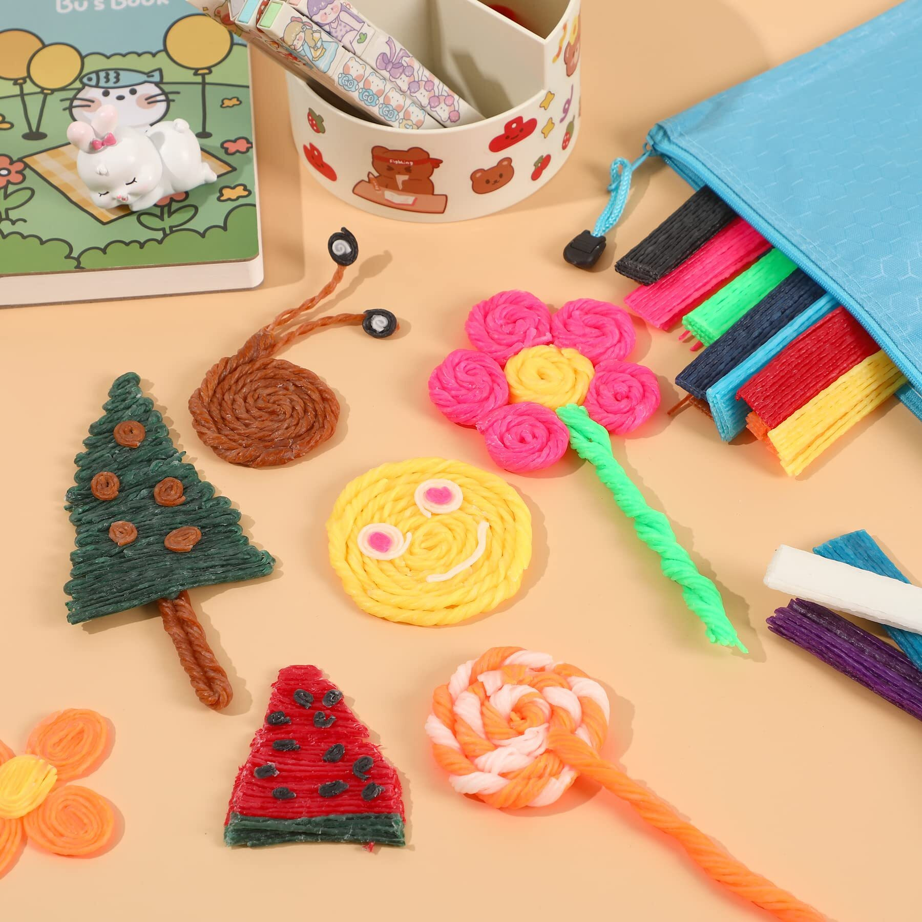 Upins Wax Craft Sticks For Kids Bulk 1500Pcs Bendable Sticky Wax Yarn Sticks In 13 Colors With Storage Bag For Kids Child Adults Diy Art Supplies