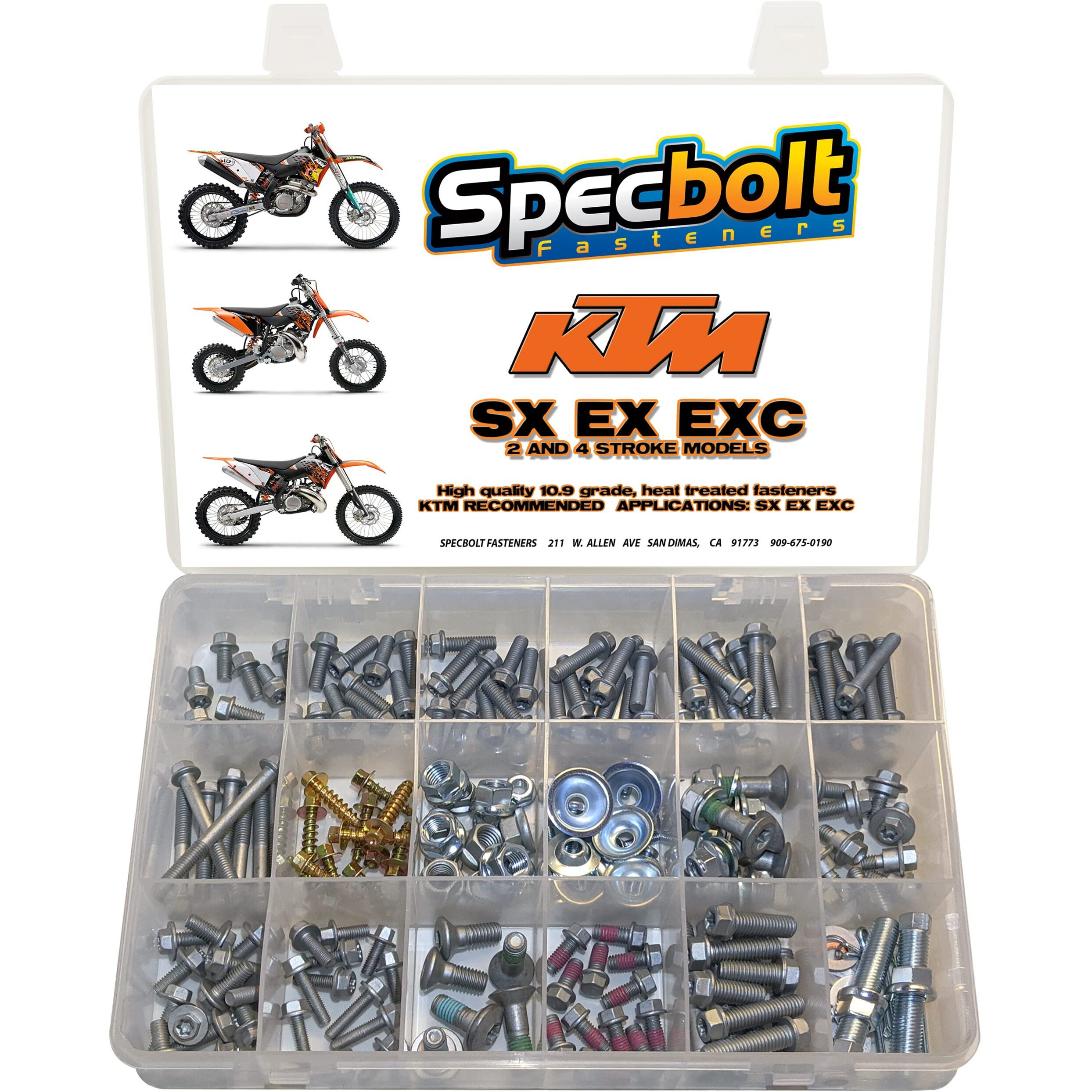 250Pc Specbolt Brand Bolt Kit For Maintenance Upkeep Of Present Ktm Sx Ex Exc Mx Dirt Bike Fastener This Includes 2 Strokes 50 60 65 85 105 125 250 300 550 4 Strokes 250 350 400 450 500 520 525