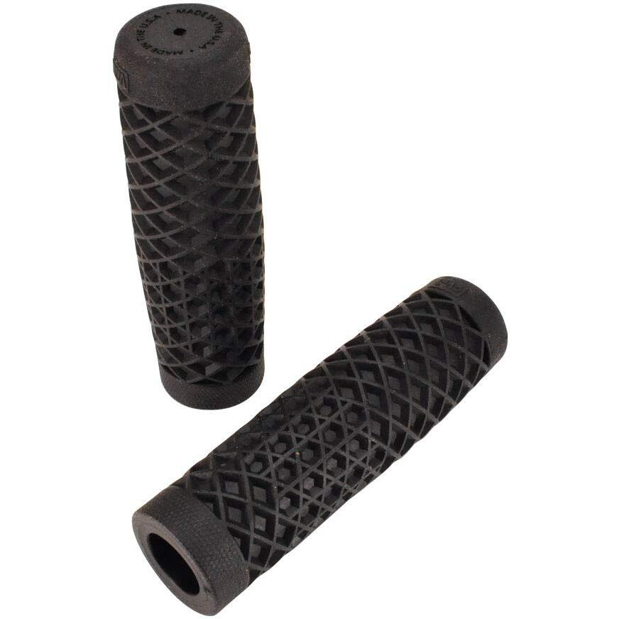 Vans"&quotWaffle"" Pattern Rubber Motorcycle Grips - Black - Sold As A Pair For 7/8"" Bars - Made In The Usa