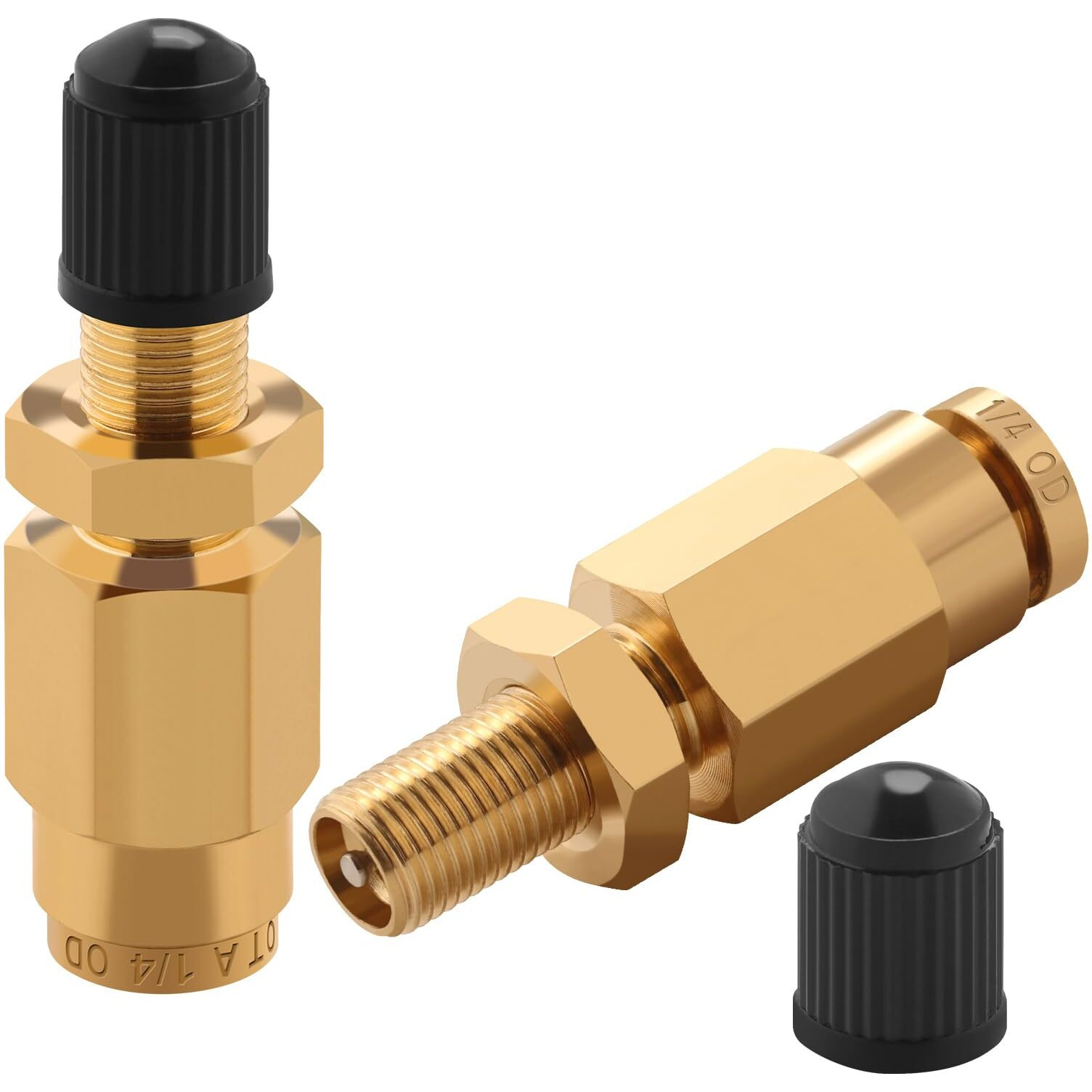 Cheemuii 1/4"" Inflation Schrader Valve With Push To Connect For 1/4"" Od Air Line Tubing And Air Spring Suspension For Semi Truck Trailer Tractor