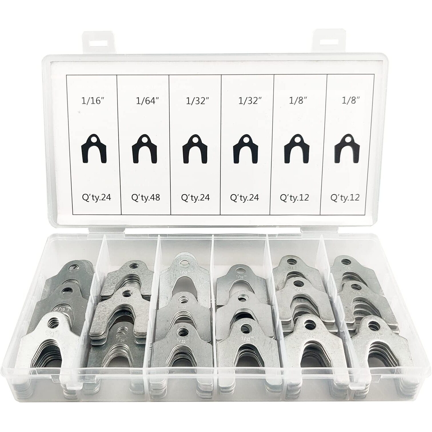 144 Pieces Auto Alignment Body Shim 1/16"" 1/64"" 1/32"" 1/8"" Alignment Shims Assortment Set